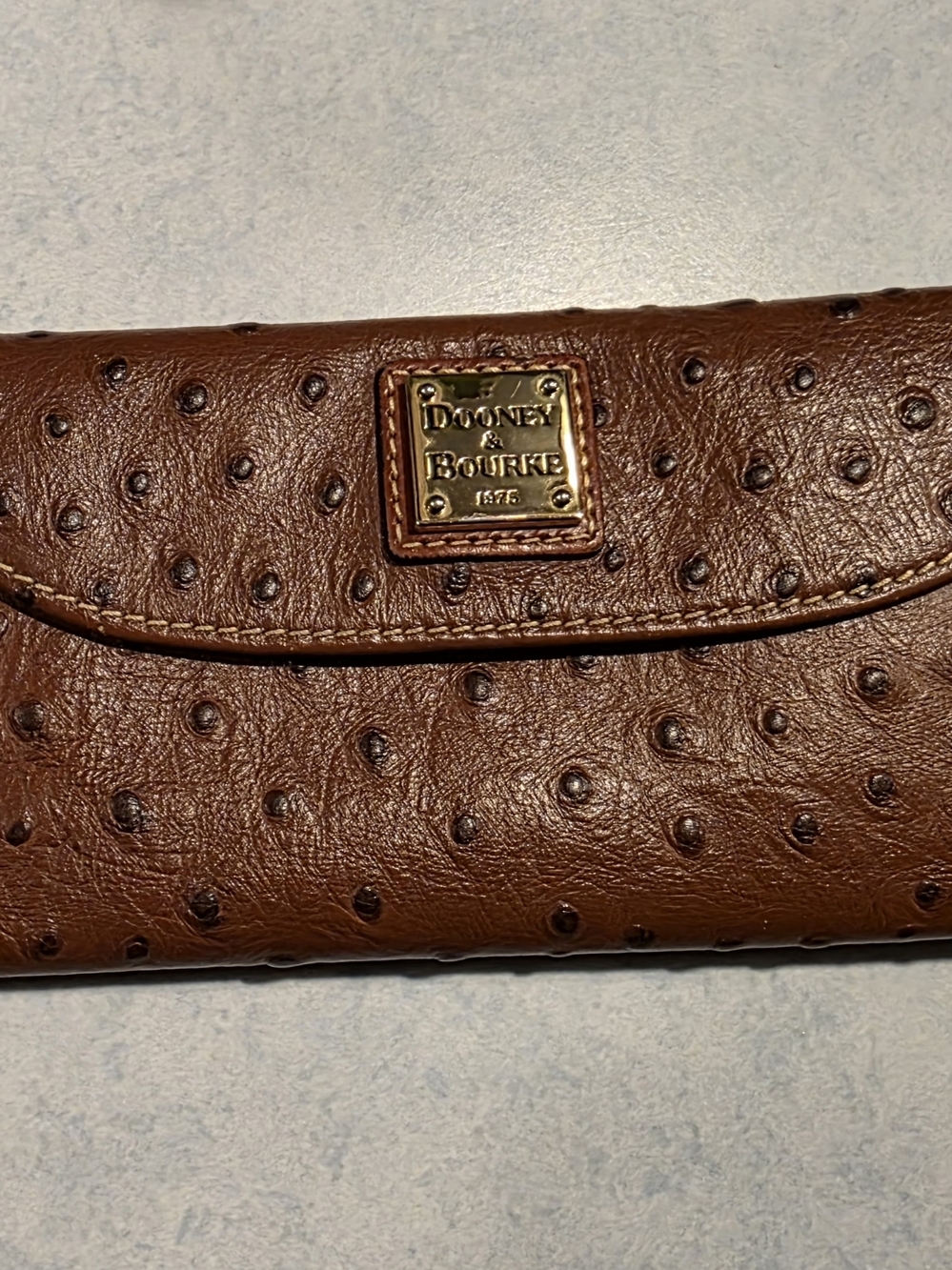 Dooney & Bourke Brown Ostrich-Texture Leather Wallet